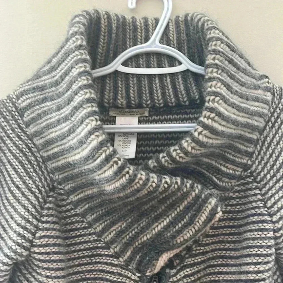 [S/M]Elisabetta Franchi Made in Italy Wool/Alpaca  WMN Gray Black Tunic Sweater - Picture 2 of 9